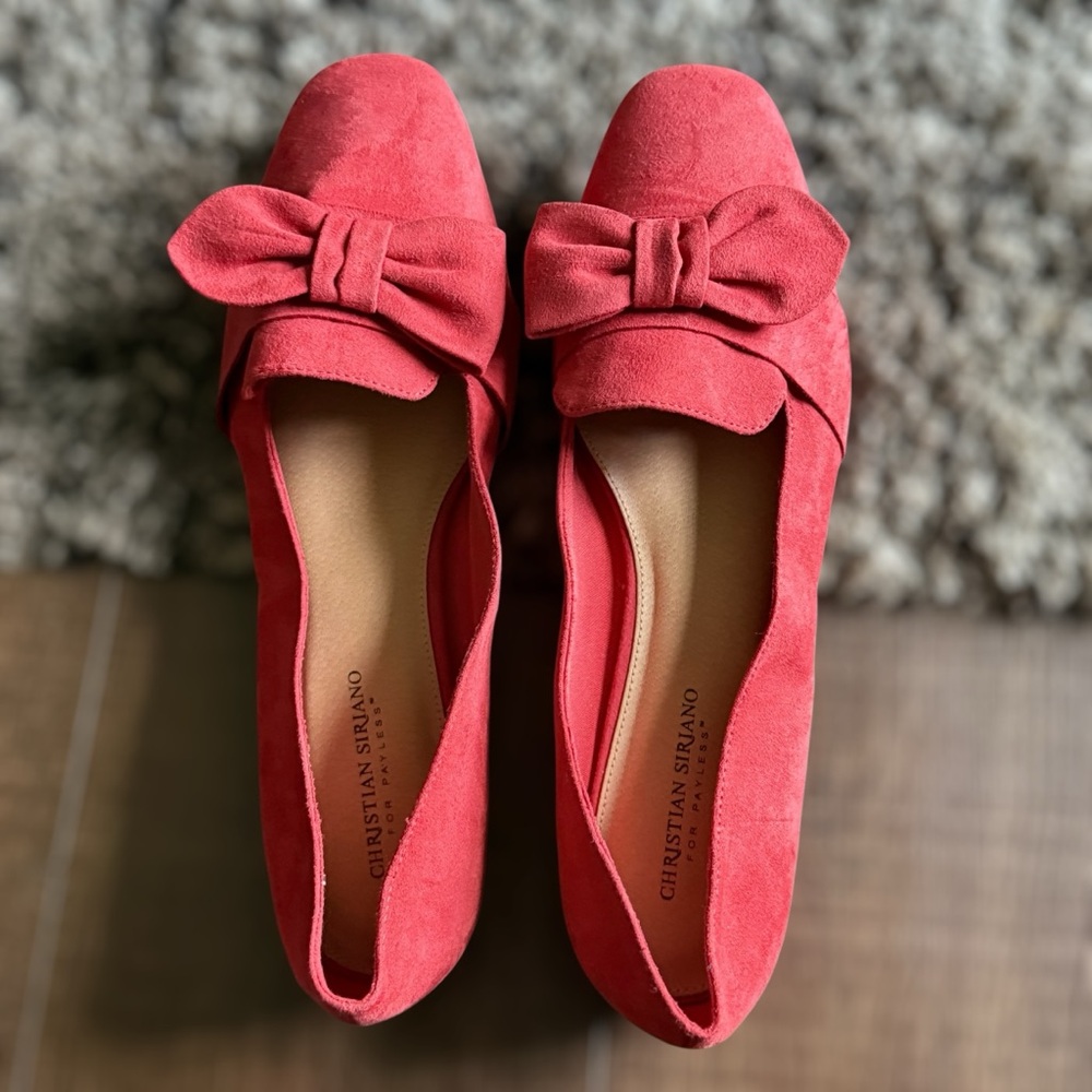 CHRISTIAN SIRIANO Vibrant Red Loafers with Bow Size 13 Women - Picture 5 of 10